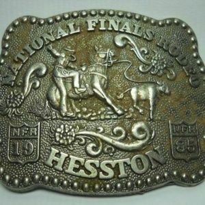 Old vtg Hesston National Finals Rodeo Belt Buckle